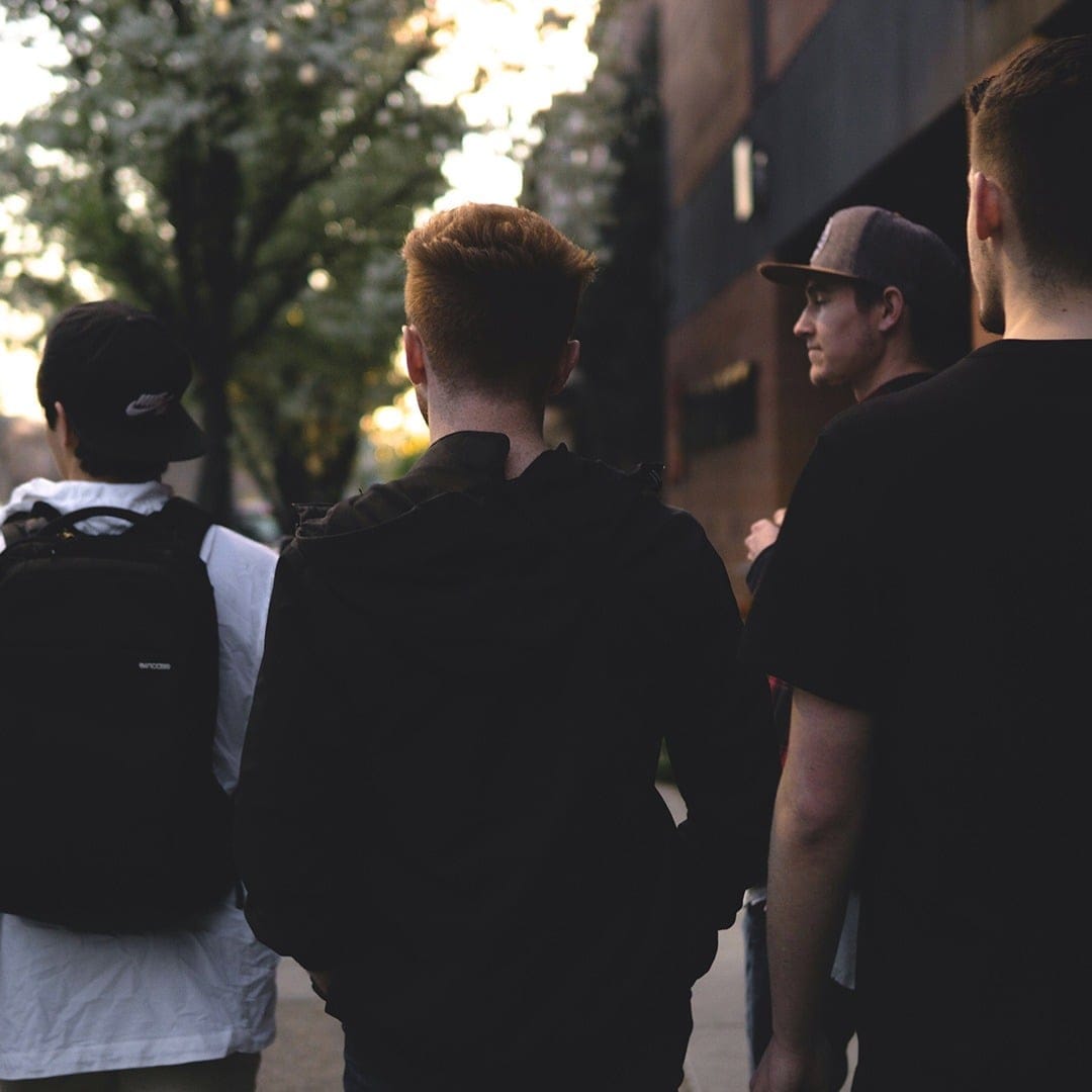 Friends walking down the street