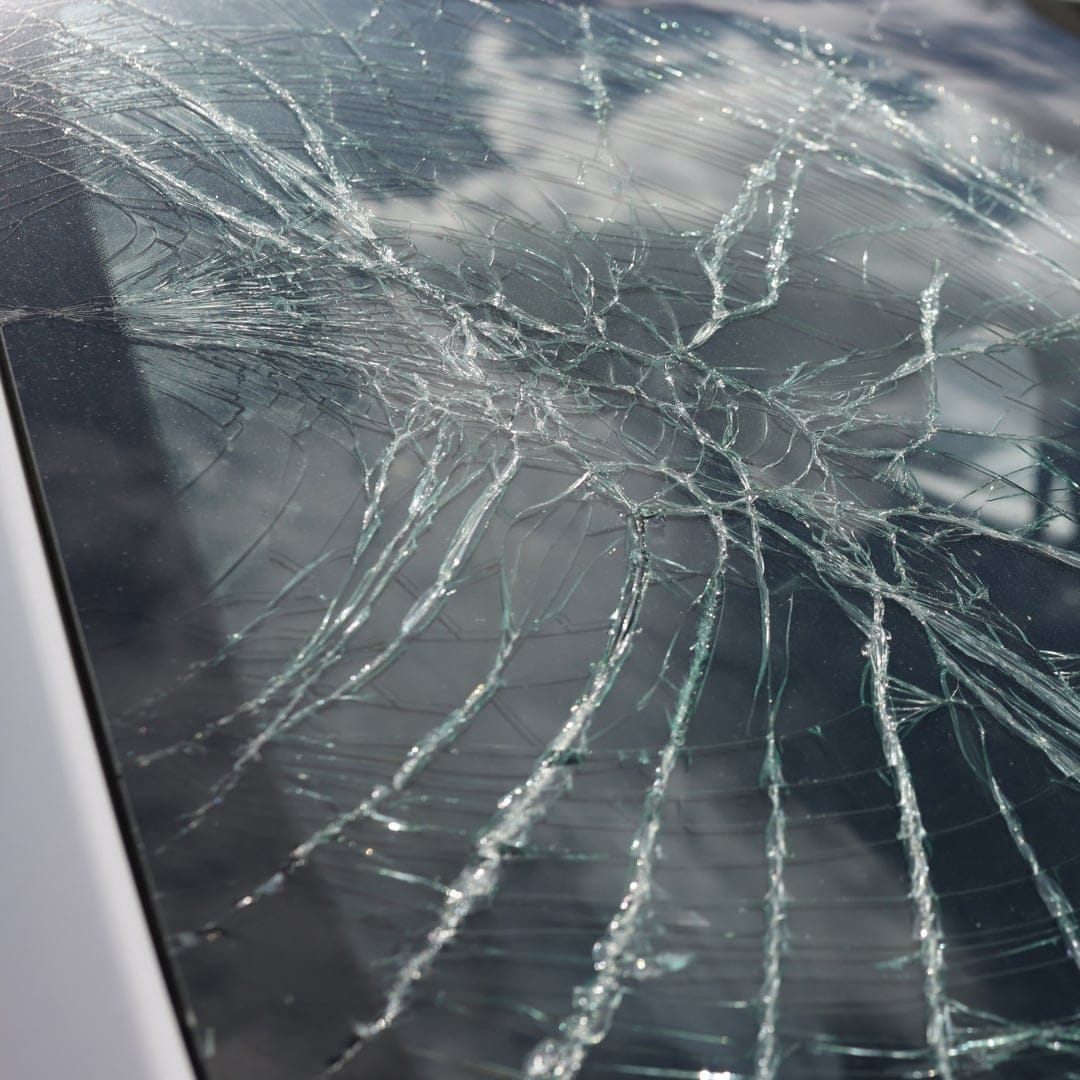smashed car windshield
