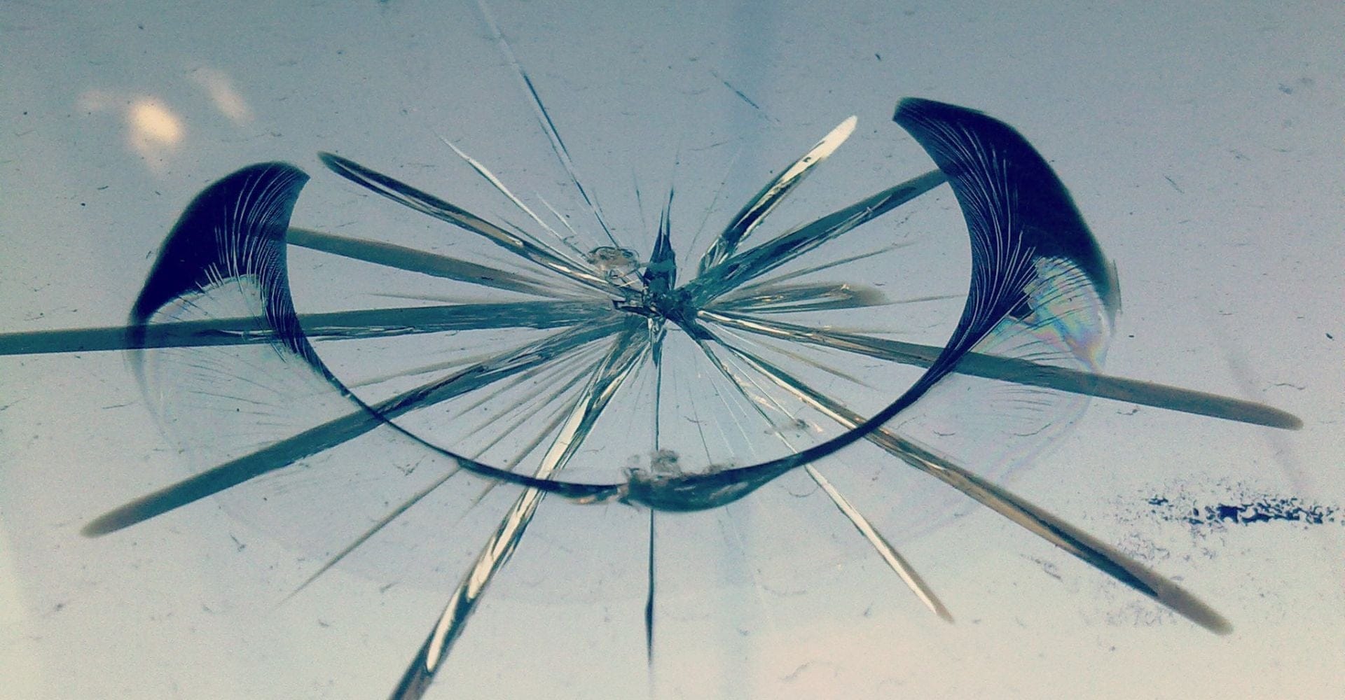 A close-up of broken glass